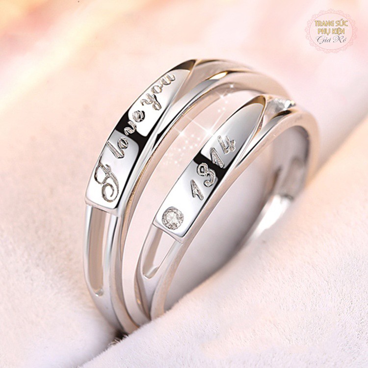 Nhẫn đôi nam nữ "I love you" và "1314", mạ bạc ý 925, cực xinh giá rẻ