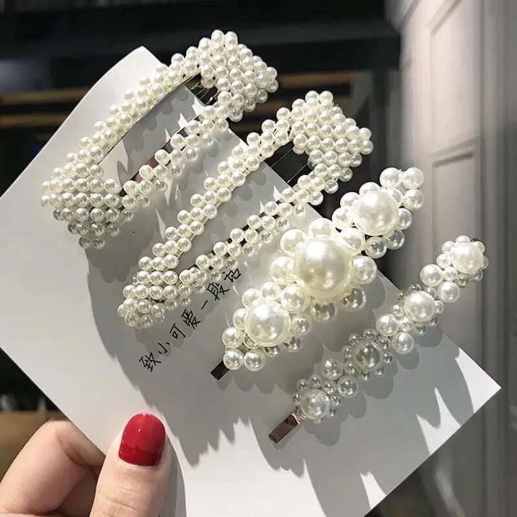 Set kẹp tóc ngọc trai Hàn Quốc 25 món - Kẹp tóc ngọc trai siêu hot hit, mẫu mới, đáng yêu