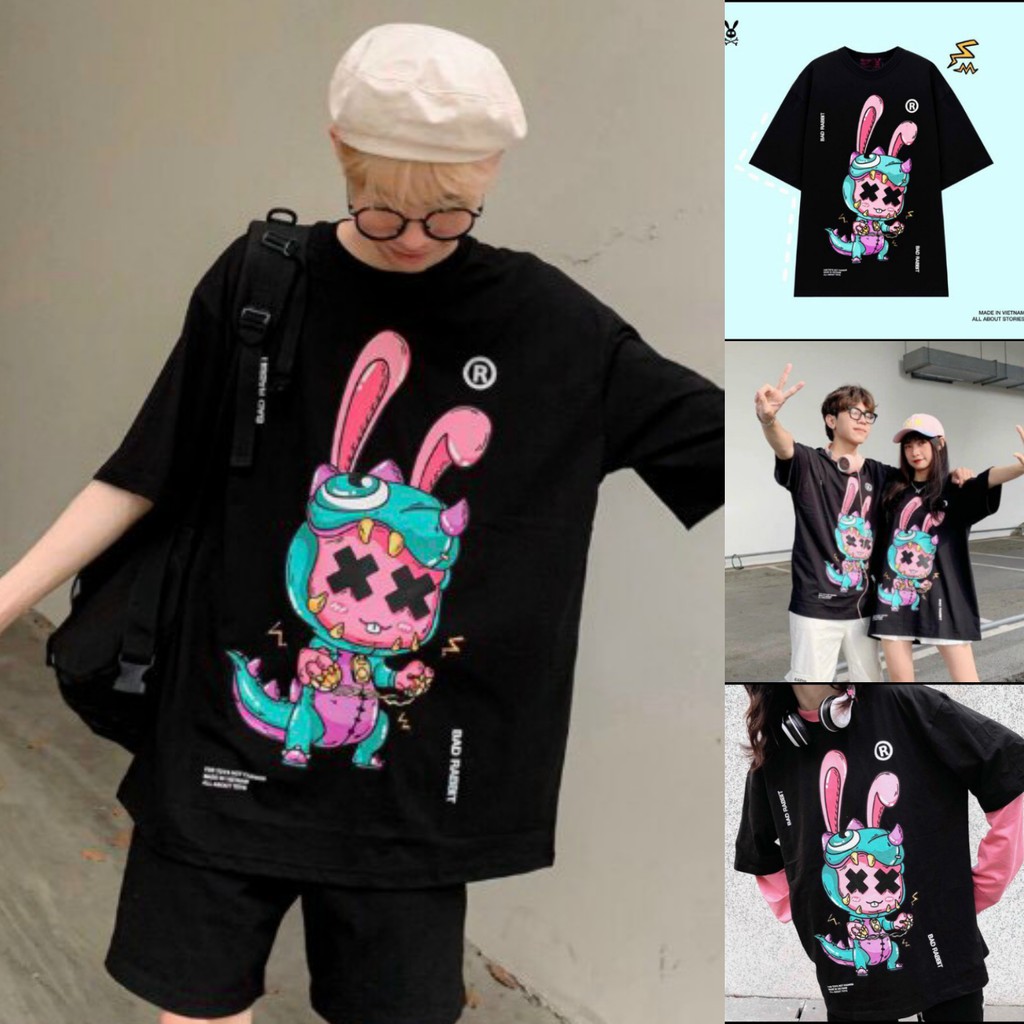 Áo Thun Tay Lỡ Unisex - Áo Thun Nam Nữ Form Rộng BADRABBIT Siêu Hot - LP.STORE