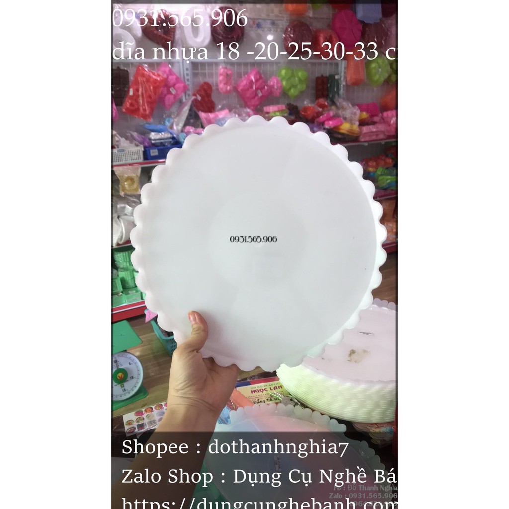 Dĩa Nhựa Đựng Bánh Kem Bánh, Rau Cau 18-20-25-30-33 Cm