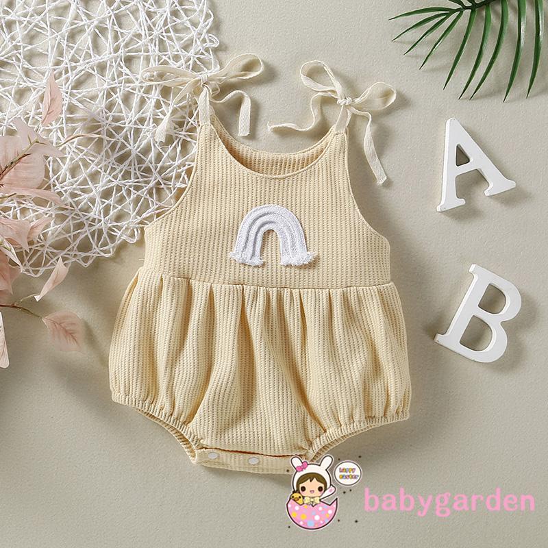 Bộ Áo Liền Quần Sát Nách Họa Tiết Cầu Vồng Dễ Thương Cho Bé Gái 0-24 Tháng Tuổi