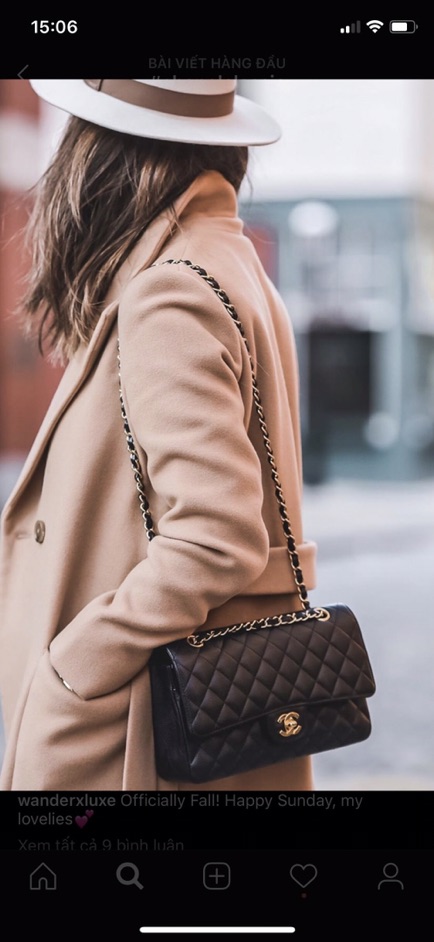 Túi classic super da hạt size 26cm màu đen