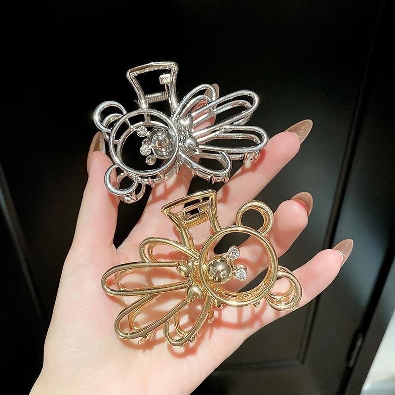 Kẹp tóc hình gấu màu vàng / bạc tùy chọn thời trang công sở cho nữ