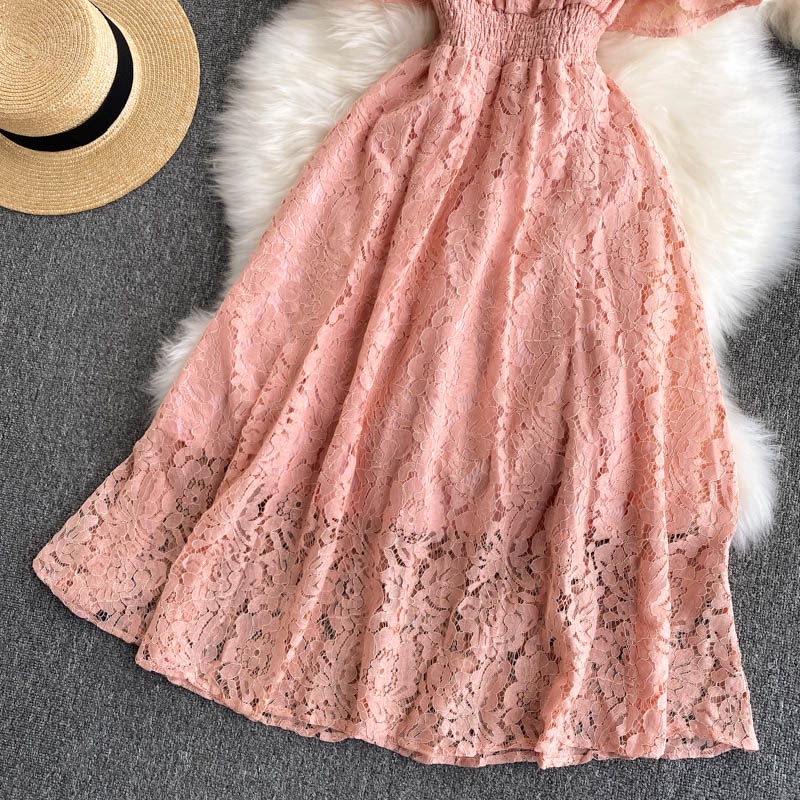 Váy ren dáng dài đi biển chất ren đẹp freesz