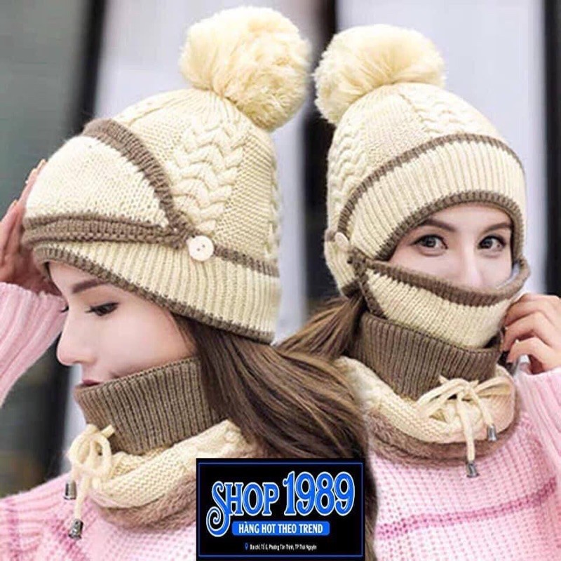 SET KHĂN MŨ LEN CÓ KHẨU TRANG