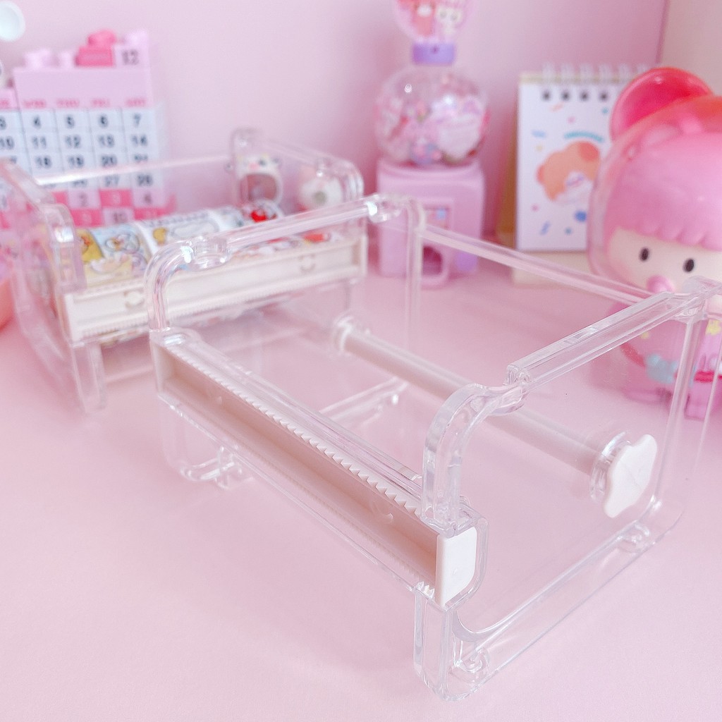 Dụng cụ cắt washi tape băng keo giấy nhiều cuộn để bàn tiện lợi hộp trong suốt