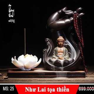 Như Lai Tọa Thiền -Thác khói trầm hương gốm sứ cao cấp