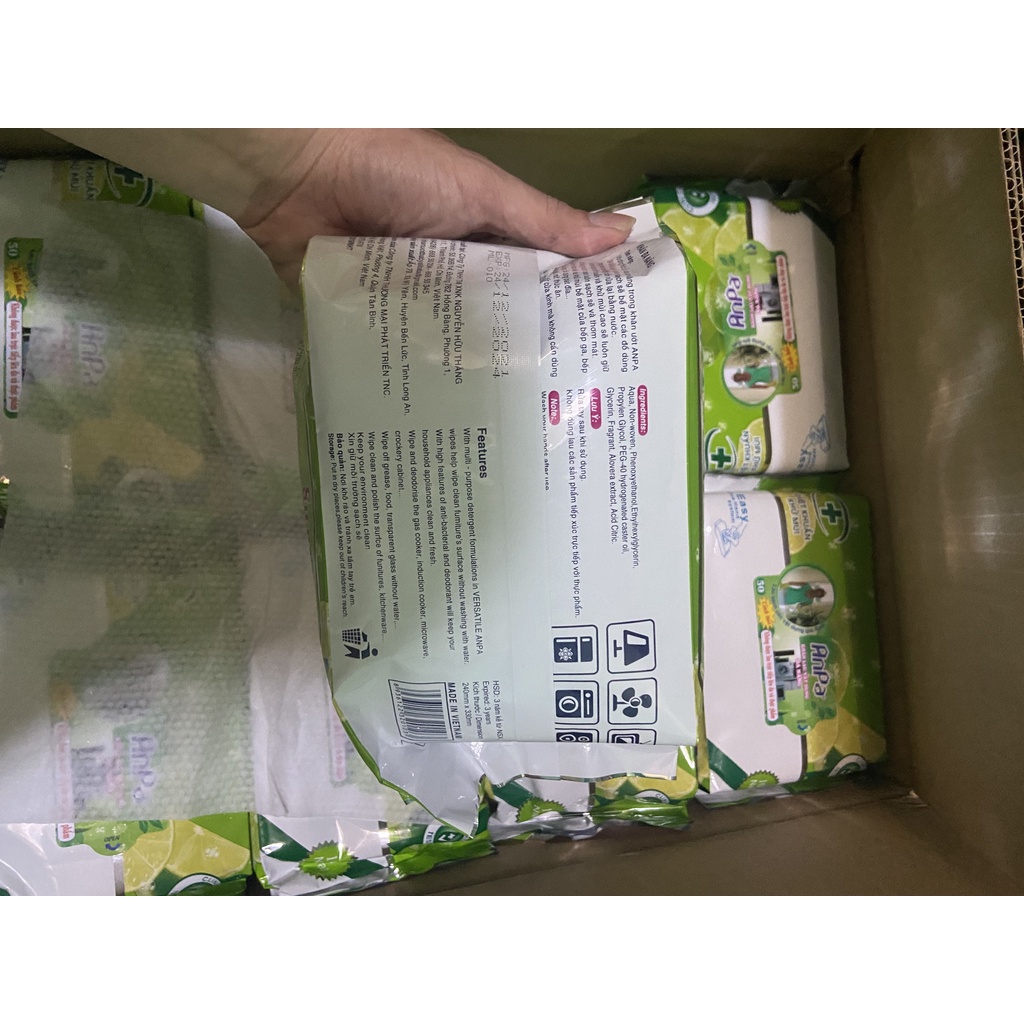 Khăn ướt đa năng ANPA 50 miếng Loại Cặn Bẩn, Dầu Mỡ, Nấm Mốc Hương chanh thơm mát
