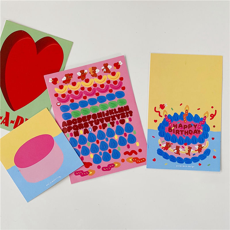 Thẻ Chúc Mừng Sinh Nhật Kèm Nhãn Dán DIY