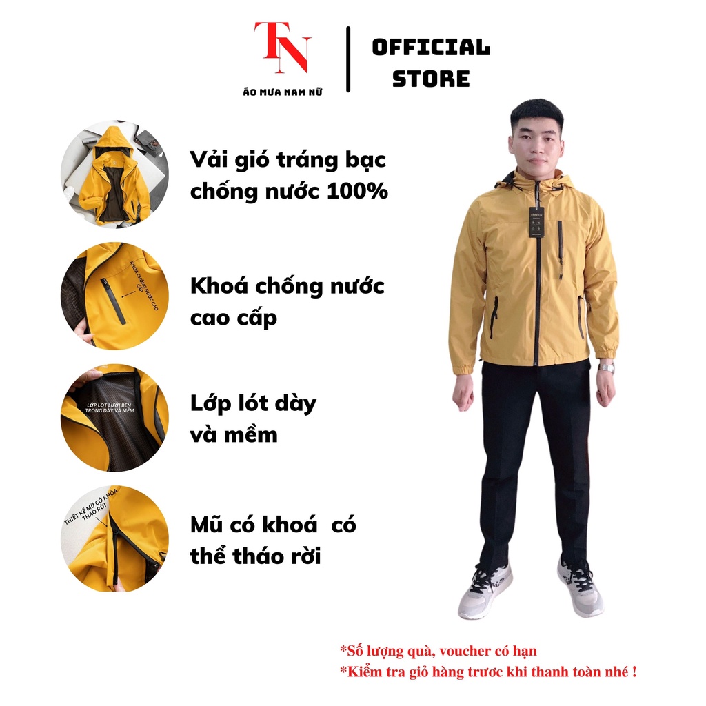 Áo khoác nam nữ cao cấp, áo khoác gió hai lớp chống nước, vải gió tráng bạc ngăn tia UV - Tình Ngọc Store
