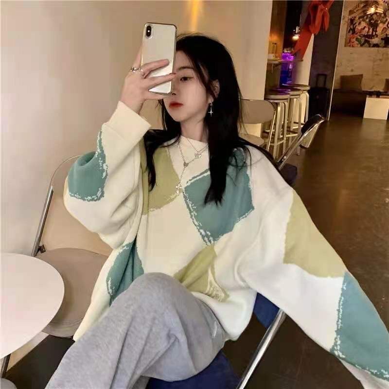 Porozi  Áo sweater  dáng rộng phong cách Hàn Quốc cho nữ