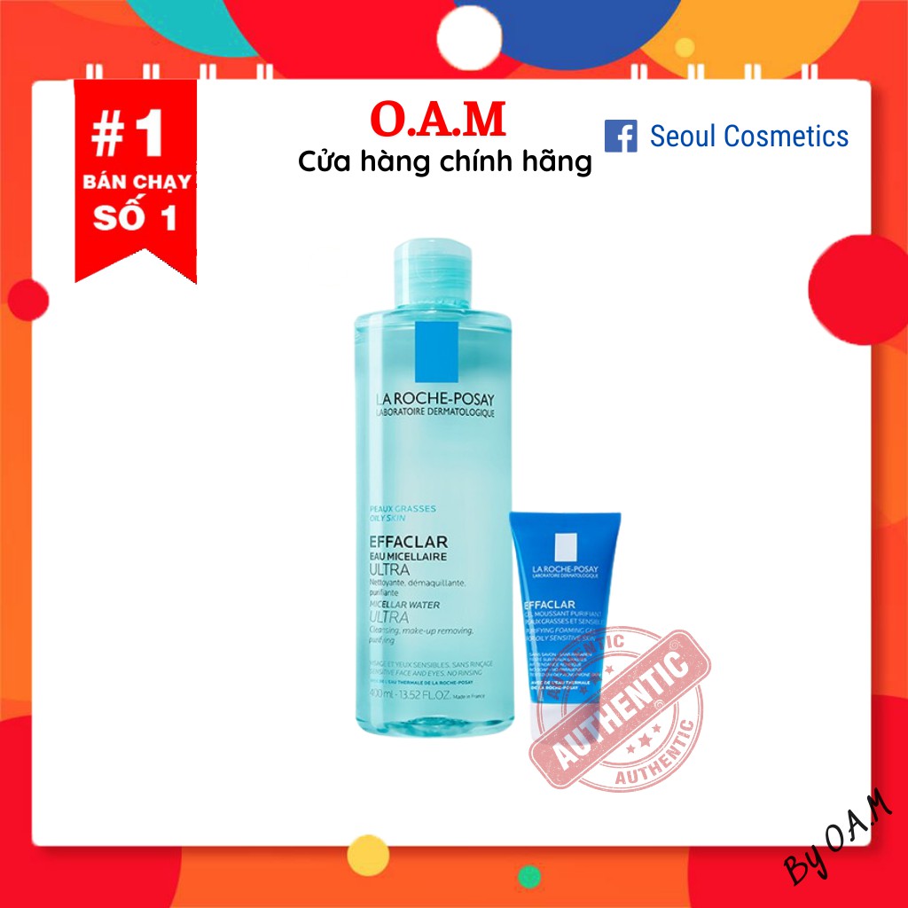 Combo làm sạch sâu cho da dầu mụn, da nhạy cảm La Roche Posay Nước tẩy trang &amp; sữa rửa mặt