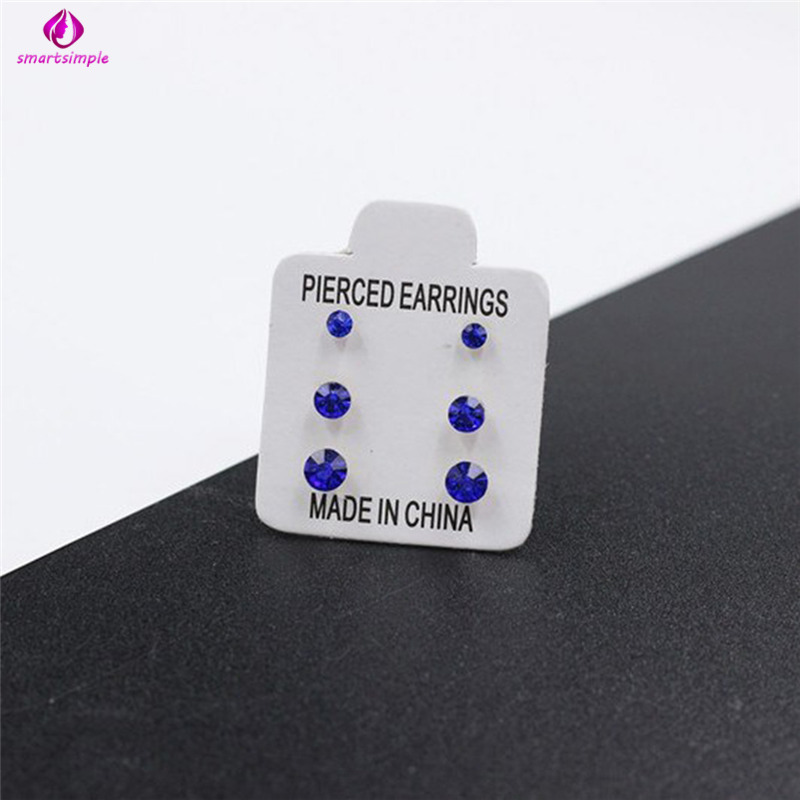 Set 3 Đôi Khuyên Tai Xỏ Đính Đá Xinh Xắn Cho Phụ Nữ