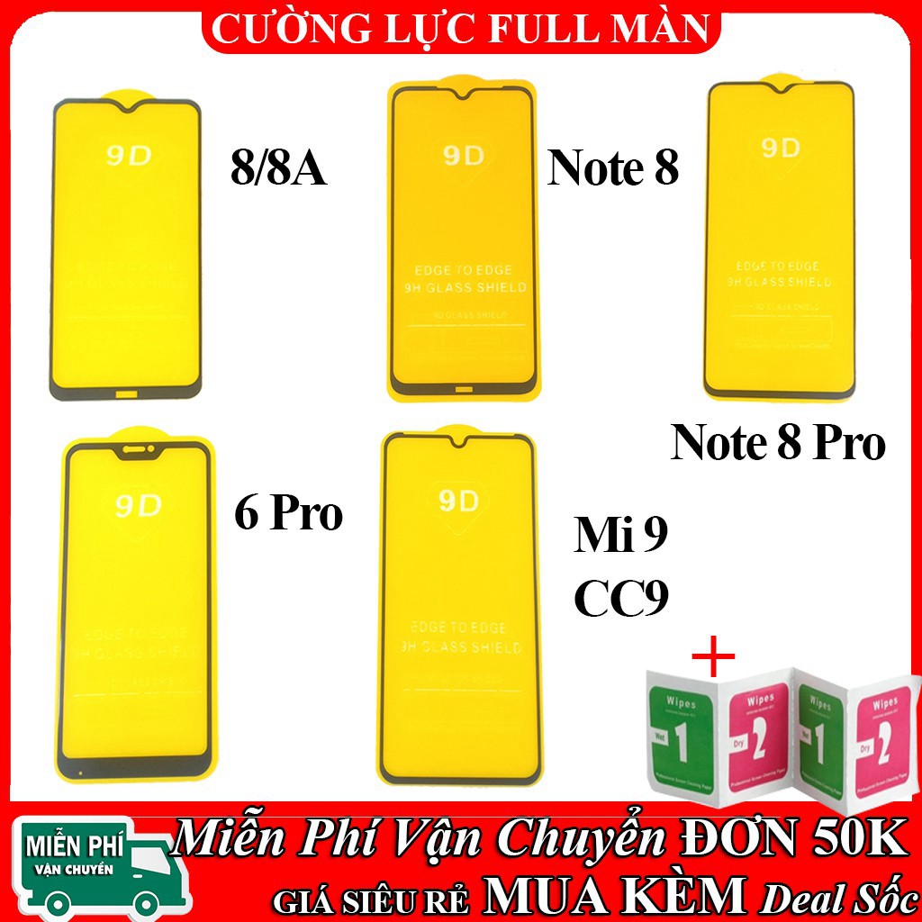 Cường lực Redmi 9 9A 9C 9T 10 8A Y3 K20 Pro Mi 9T Pro K30 K30 Pro Poco X2 X3 Pro M2 Pro M3 Pro C3 F3 F2 Pro Full Màn