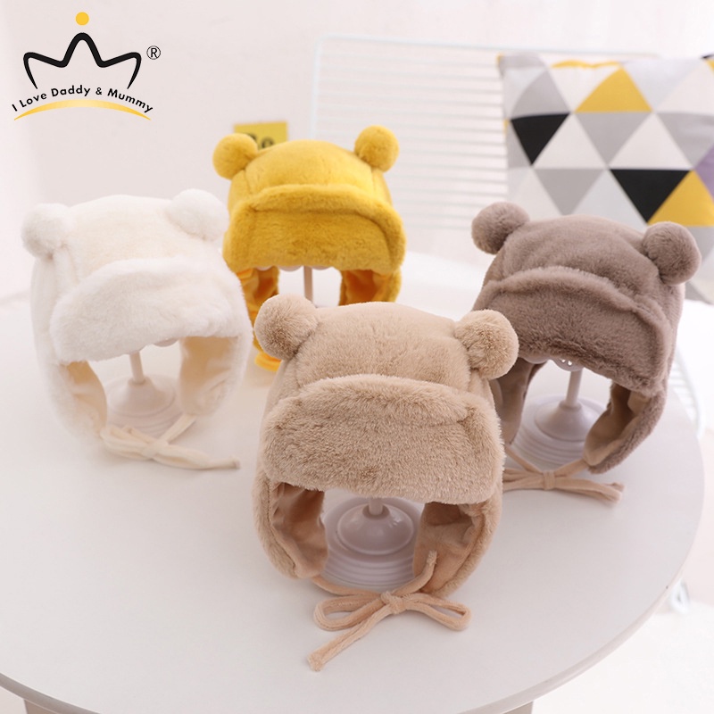 Mũ Cotton Mềm Mại Màu Trơn Đính Quả Bông Dễ Thương Cho Bé