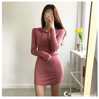 Đầm thun ôm có mũ đội phong cách trẻ trung năng động