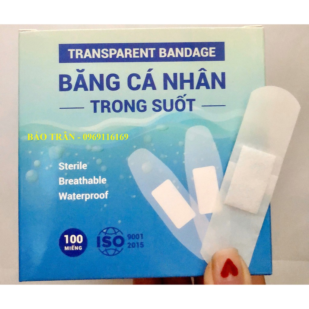 Băng cá nhân Trong Suốt chăm sóc vết thương hộp 100 cái - Băng cá nhân màu trong suốt Hộp 100 miếng