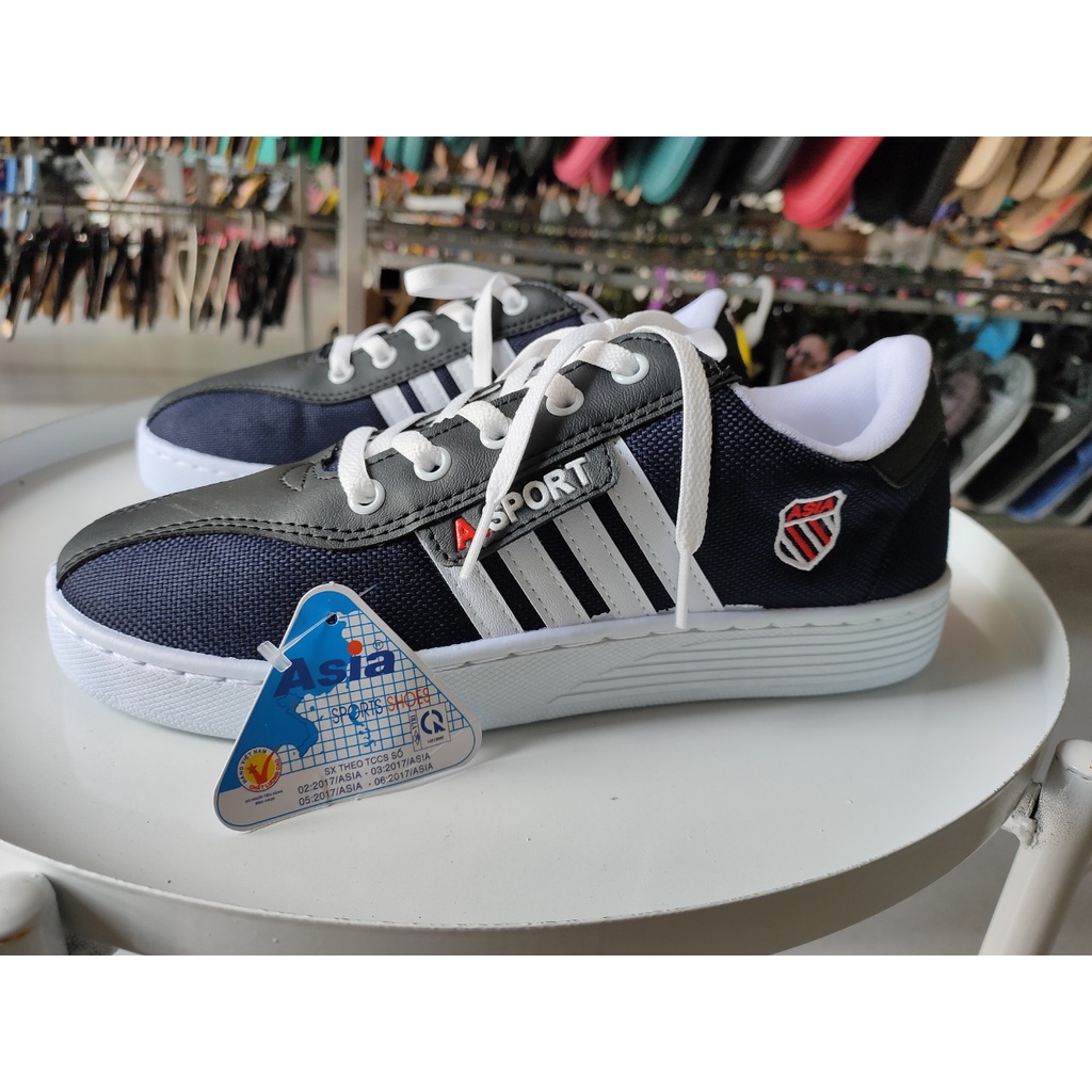 [ASIA CHÍNH HÃNG] Giày thể thao ASIA màu xanh đen, 4 sọc may size 38-43