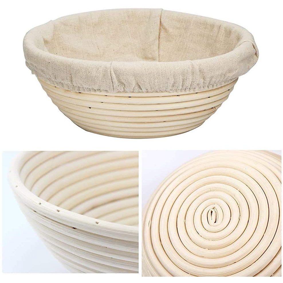 Rổ Tròn Bằng Mây Đan Lót Bánh Mì / Bột Bầu Dục Tự Nhiên