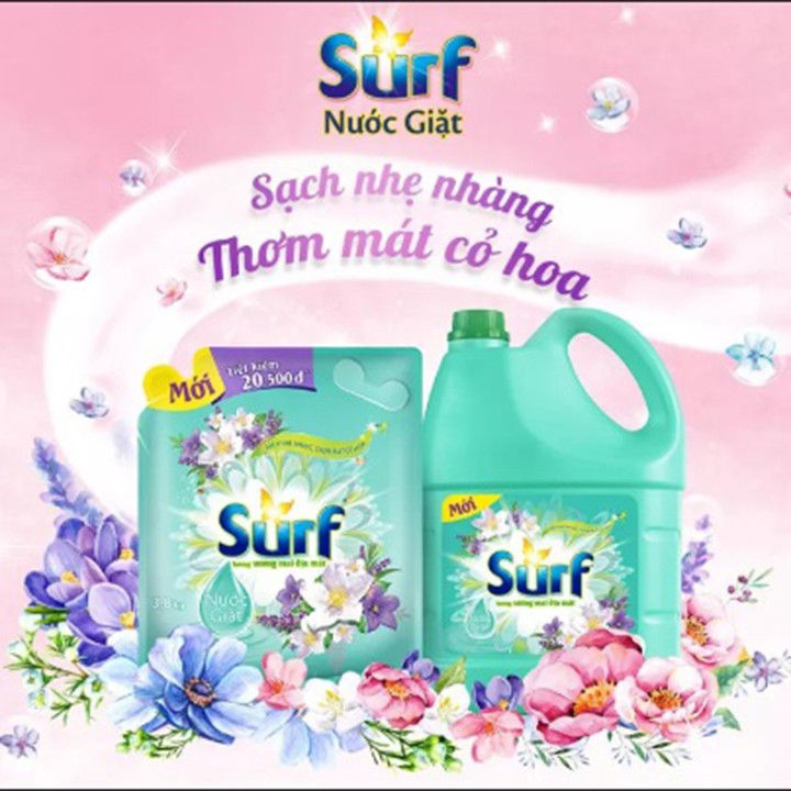 Surf Nước giặt Hương Sương Mai Dịu Mát can 3.8kg