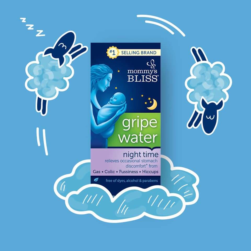 Siro tiêu ga đêm Mommy Bliss Gripe Water night giảm đầy hơi ban đêm hỗ trợ tiêu hóa hữu cơ (120ml)