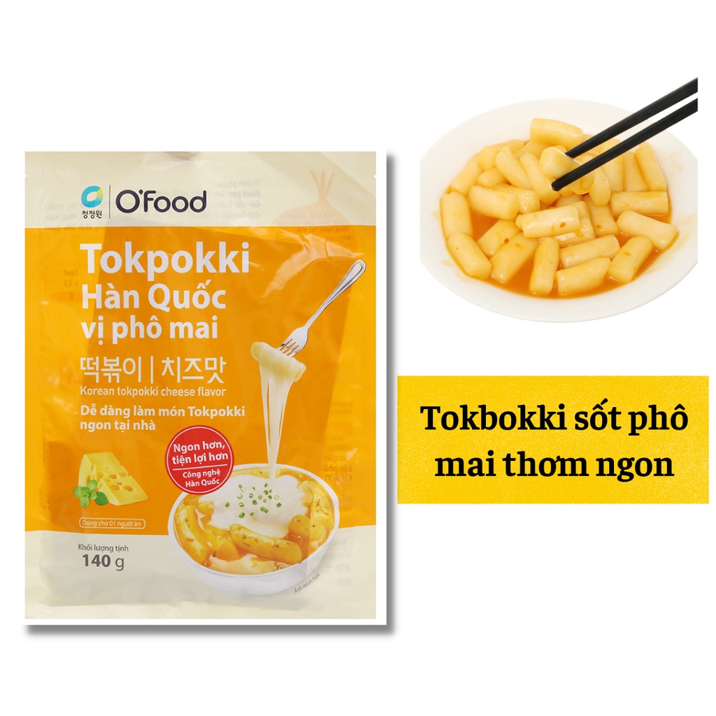 Tokbokki Hàn Quốc O'Food gói 140g vị phô mai, có kèm theo sốt nấu, hạn sử dụng 12 tháng