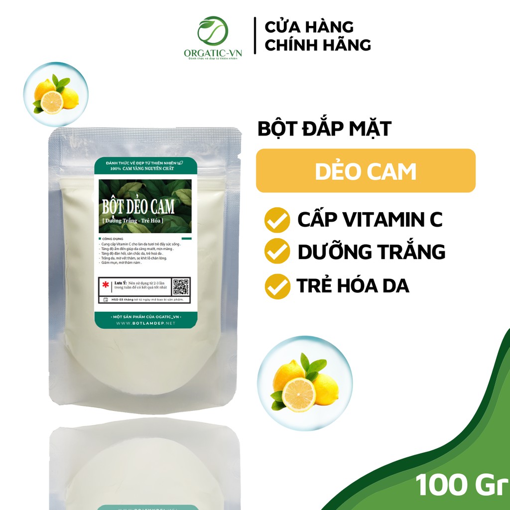 Bột Mặt Nạ Dẻo Đắp Mặt Vitamin C - chiết xuất từ Cam vàng -Dưỡng trắng sáng da, chống lão hóa - Handmade - B3.004 | BigBuy360 - bigbuy360.vn