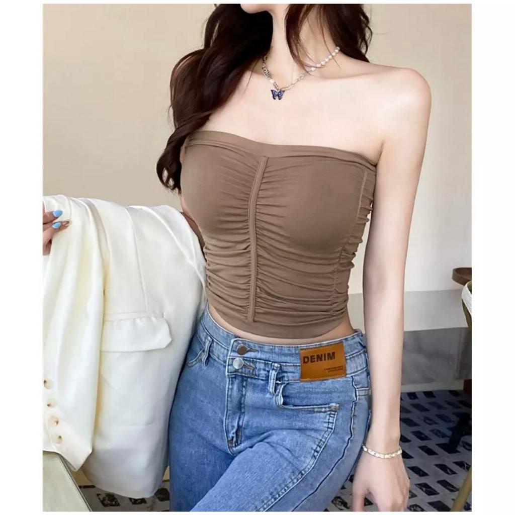 Áo Bra Quây Nhún Không Dây Cúp Có Đệm Ngực Tone Màu Siêu Tây Mã 1886