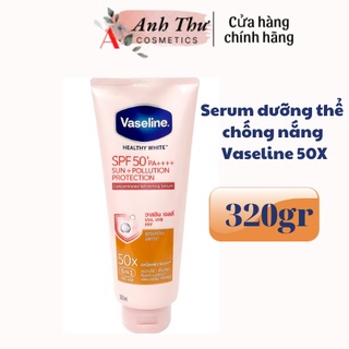 Serum chống nắng cơ thể Vaseline 50x bảo vệ da với SPF 50+ PA++++ giúp da sáng rạng rõ với Niacinamide 320ml/Vaselin 50x
