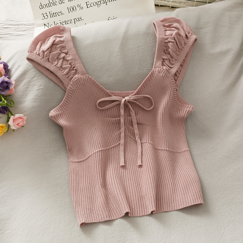 Áo Dệt Kim Không Tay Cổ Chữ V Phối Ren Xinh Xắn Dành Cho Nữ | BigBuy360 - bigbuy360.vn