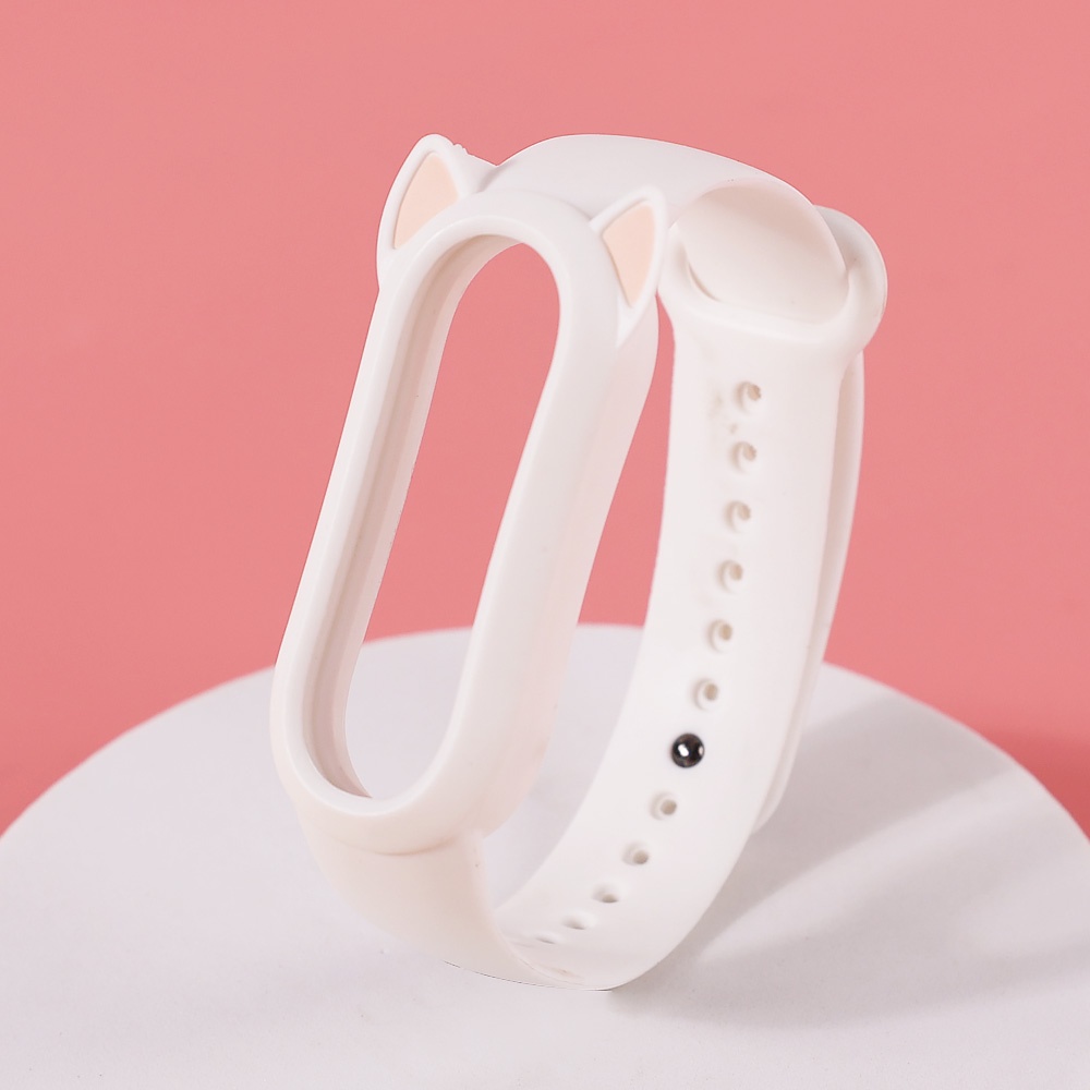 Dây đeo silicon hình tai mèo dễ thương thay thế cho Xiaomi Mi Band 3 4 5 6
