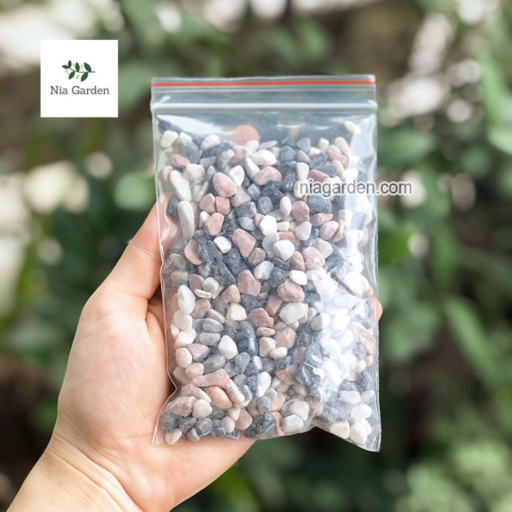 (200gr) Sỏi xanh hồng size 0,6-1cm trải gốc chậu cây, bể cá Nia Garden N6