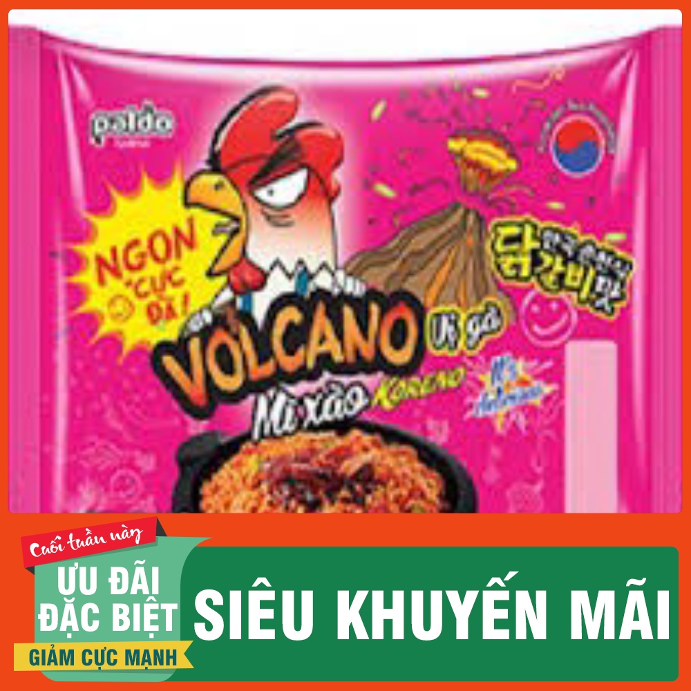 THÙNG 24 GÓI MÌ XÀO VOLCANO Vị Bò Cay, Phô Mai GÓI 118G