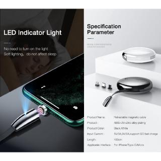 Cafele 3A For iPhone 12 Mini 11 Pro Max Type C Micro USB Magnetic Fast Charging Cord Retractable Data Sync Cable Samsung Android