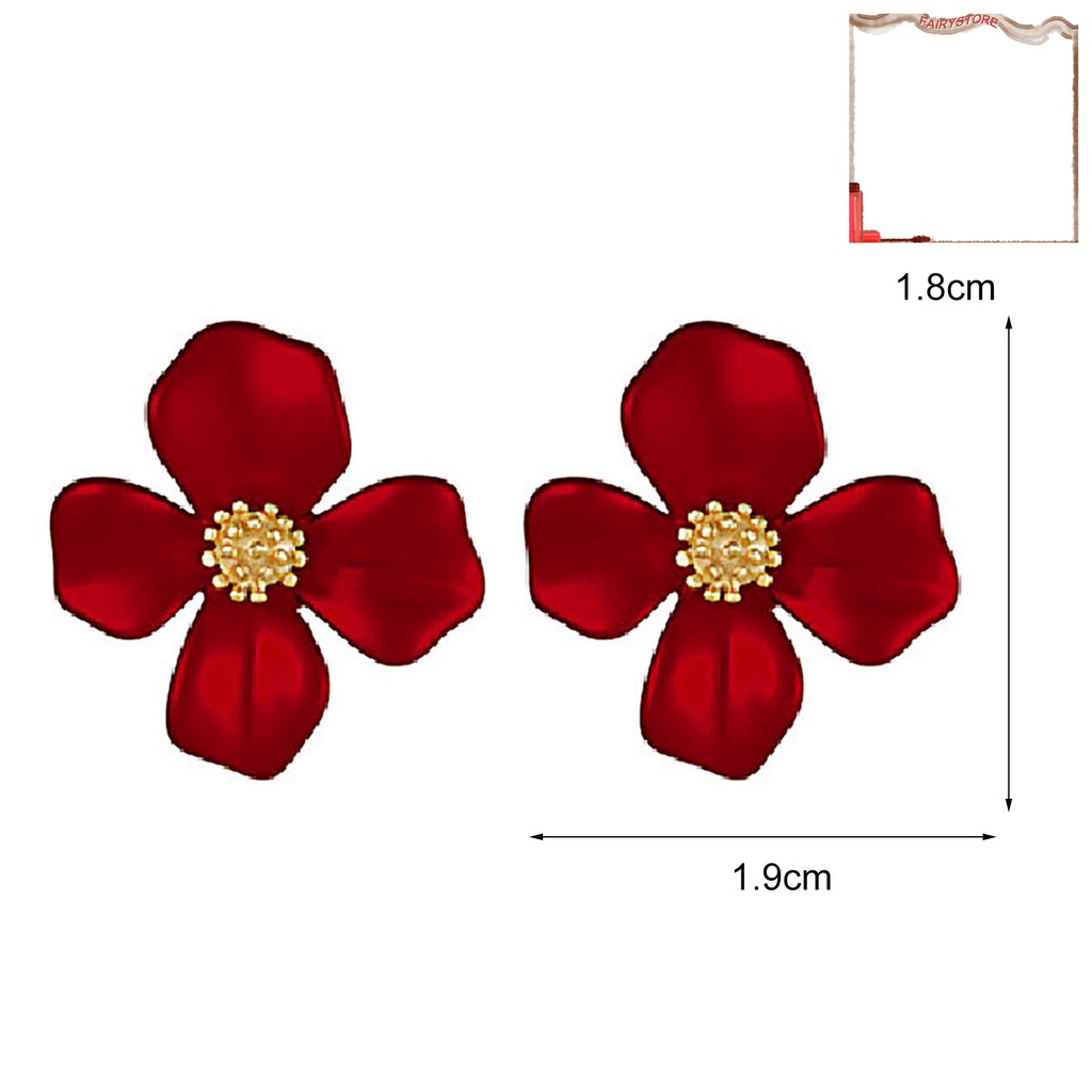 1 Đôi Bông Tai Hình Hoa Đỏ Ngọt Ngào Cho Nữ
