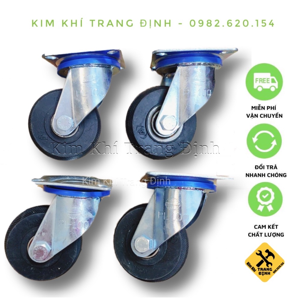 Bộ 4 Bánh xe đẩy chịu lực cao, đường kính 130mm (4 bánh quay)