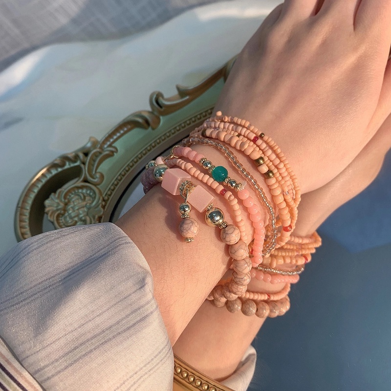 Set 8 Vòng Tay Hạt Đá Tự Nhiên Phong Cách Bohemian