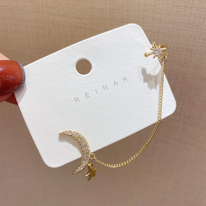 Bông Tai Mạ Bạc 925 Hình Ngôi Sao Mặt Trăng Thời Trang Hàn Quốc