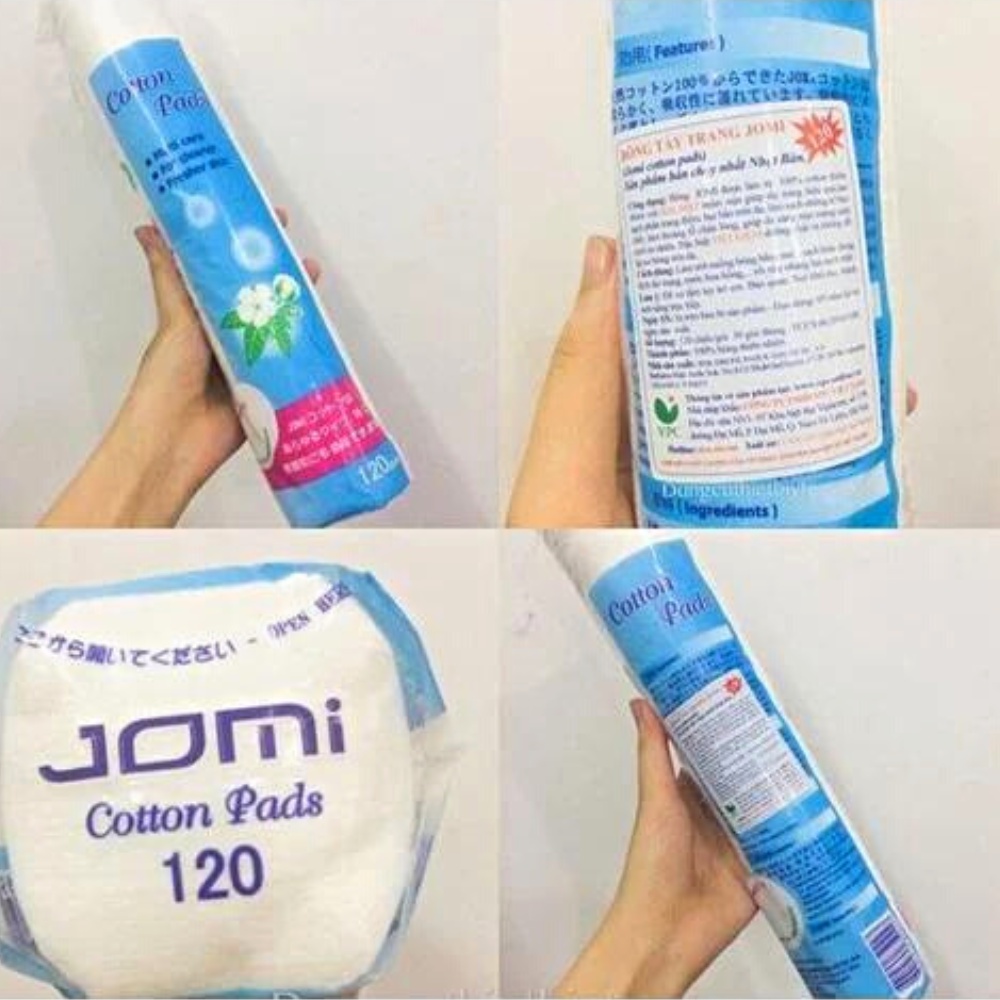 Bông tẩy trang Jomi Cotton Pads 120 miếng tiết kiệm dưỡng chất, không để lại xơ bông trên da