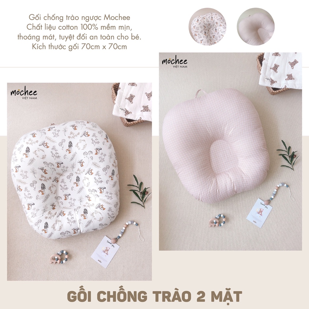 GỐI CHỐNG TRÀO NGƯỢC MOCHEE VẢI COTTON 2 MẶT KÍCH THƯỚC 70X70CM