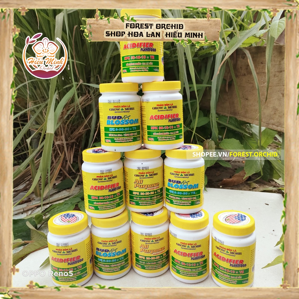 Phân Bón Lá Grow More 20-20-20, 30-10-10, 6-30-30 cho Hoa Lan loại Tốt giúp cây Đâm Trồi, Xanh lá, Mập, Khỏe