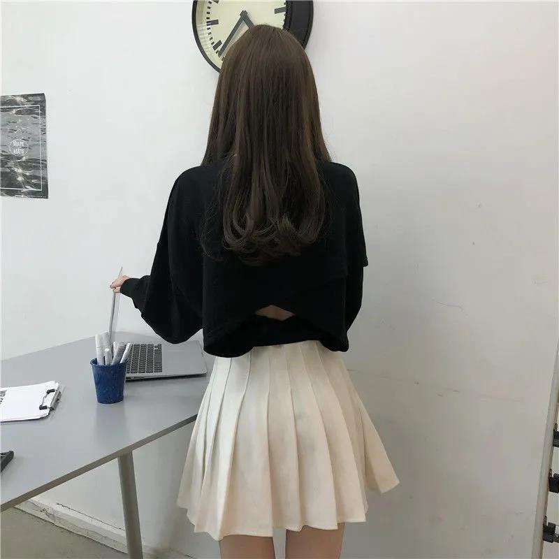 Áo sweater tay dài dáng rộng phối dây buộc phong cách Hàn Quốc thời trang cho nữ