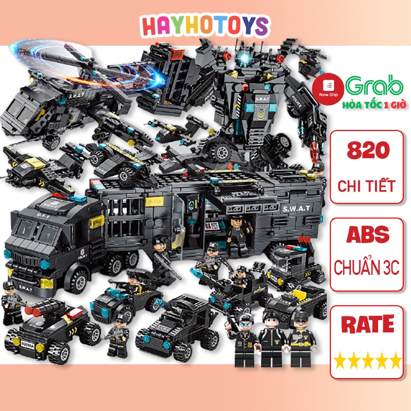 Đồ chơi lắp ráp biệt đội cảnh sát SWAT gồm Xe cảnh  sát , Robot robotech , Máy bay chiến đấu