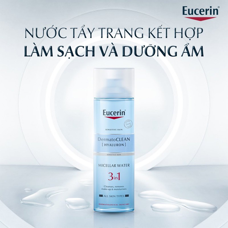 Nước tẩy trang dịu nhẹ cho da nhạy cảm Eucerin Dermato Clean Micellar Cleansing 3 in 1 200 ml -63997