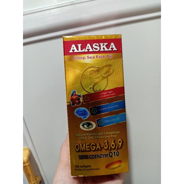 Dầu cá Alaska Hộp 100 viên bổ sung Omega 3 6 9, DHA EPA, có thêm dầu hoa anh thảo và coenzym q10, bổ mắt và tim mạch 5.0