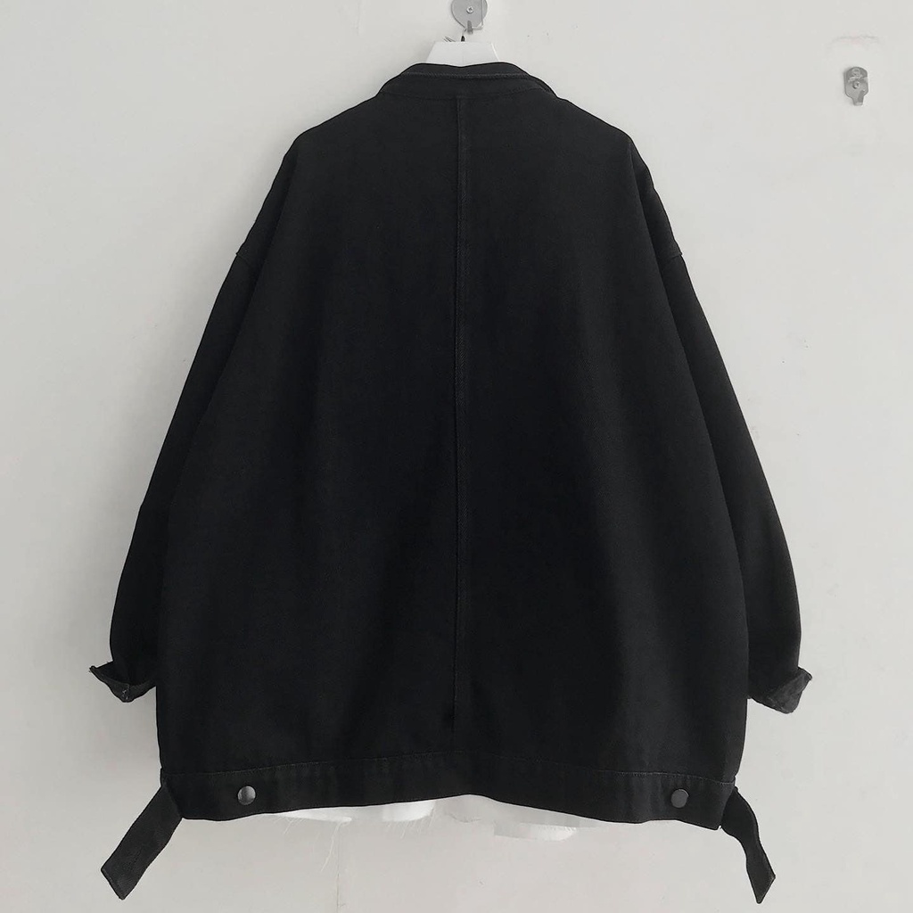 Áo Khoác Jean Nữ JEM CLOSET Form Rộng Màu Đen Mix Đồ Đa Dạng Phong Cách TINNAL 1965