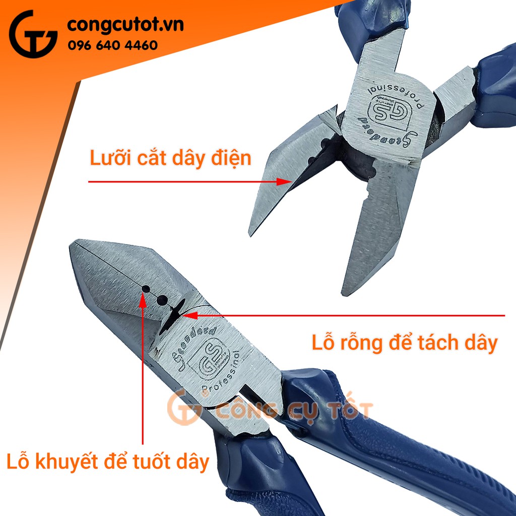 Kìm vát thợ điện Standard 6 inch 160mm - cắt, tách, tuốt dây điện