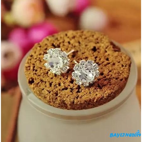 Bông tai mạ bạc đính đá pha lê thời trang cho nữ