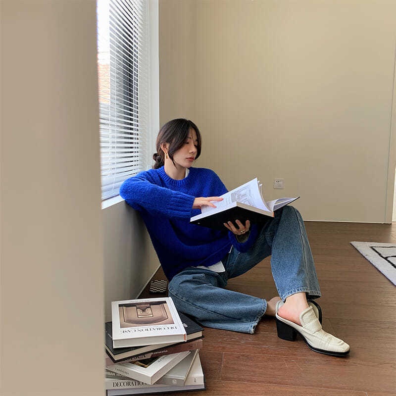 Áo Sweater cổ tròn tay dài dáng rộng thời trang mùa thu cho nữ