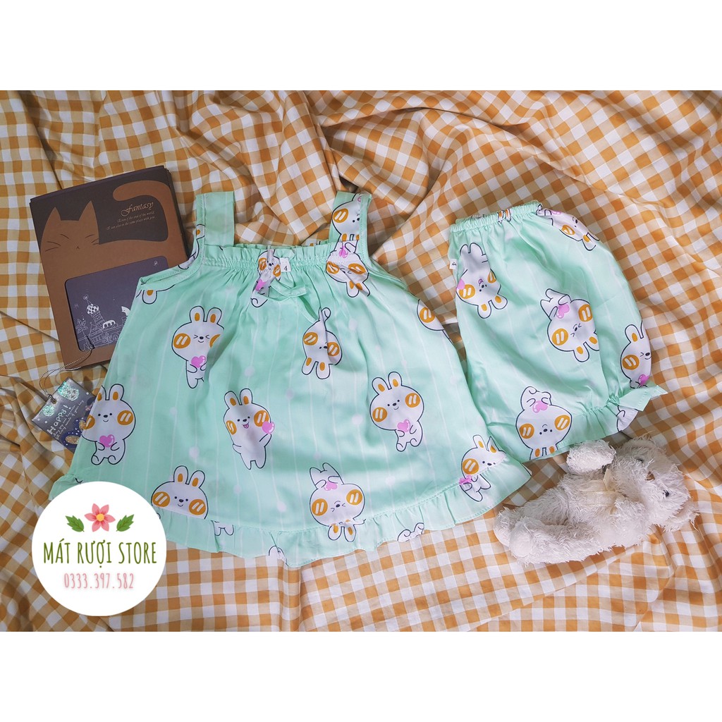 Đồ bộ tole dây bản bé gái cực xinh - Đồ bộ lanh ngắn mùa hè bé gái cực xinh - Made in VN 100%